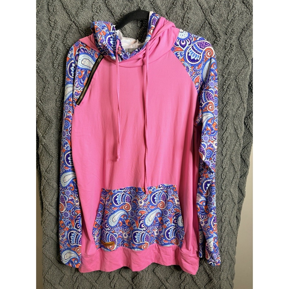 SIMPLY SOUTHERN PREPPY PAISLEY SUPER SOFT PULLOVER HOODIE DOUBLE HOODED. Size L
